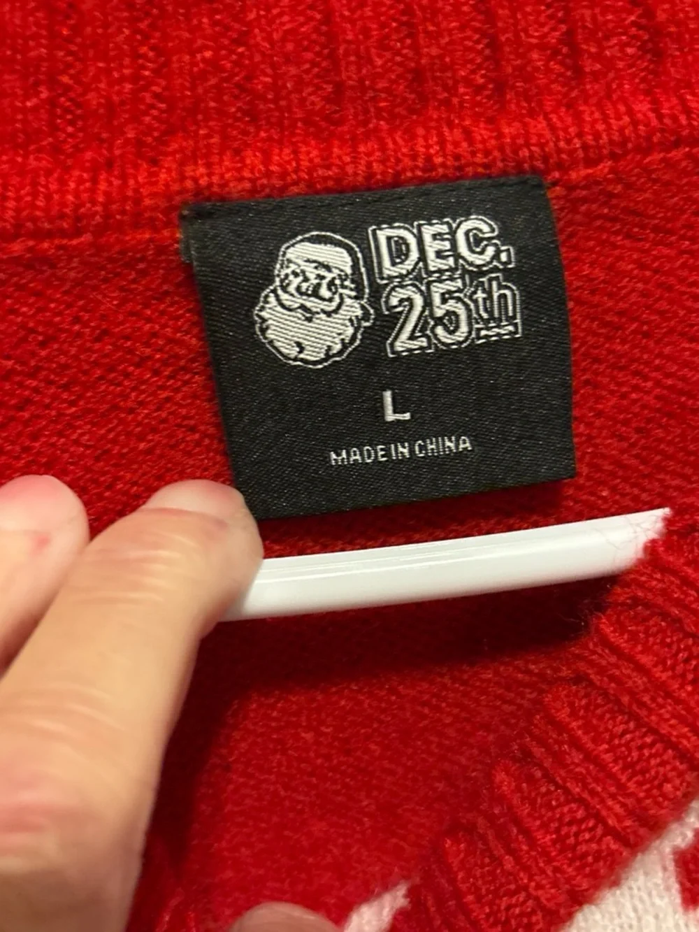 Women's Red Christmas Crewneck Sweater with White Snowflake Motif